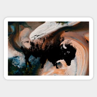 American Bison Stamp Art Painting Earth Sticker